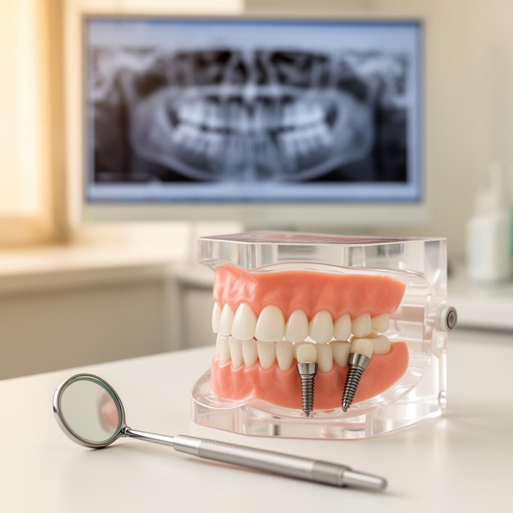 Modello dentale con impianti dentali